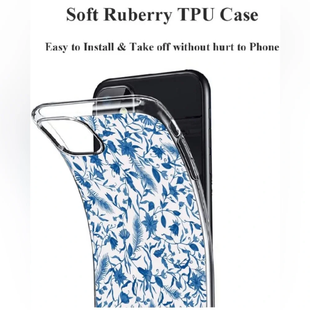 New FESTAS Foral Blue Watercolor Flowers Clear iPhone 13 Pro Case,